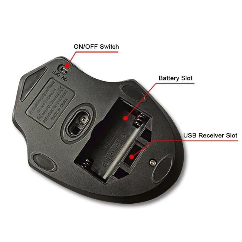 Mouse wireless nuovo 2000DPI regolabile con ricevitore USB 3.0, mouse ottico per computer 2.4GHz, mouse da gaming dal design ergonomico per laptop