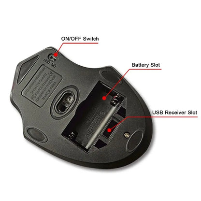 Mouse wireless nuovo 2000DPI regolabile con ricevitore USB 3.0, mouse ottico per computer 2.4GHz, mouse da gaming dal design ergonomico per laptop