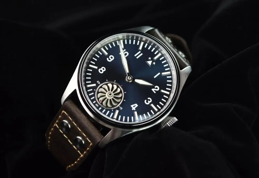 Hruodland 2025 Nuovo orologio meccanico da uomo Seagull ST3620 Retro Pilot 43MM BGW-9 luminoso, vetro zaffiro, turbina, Reloj Hombre