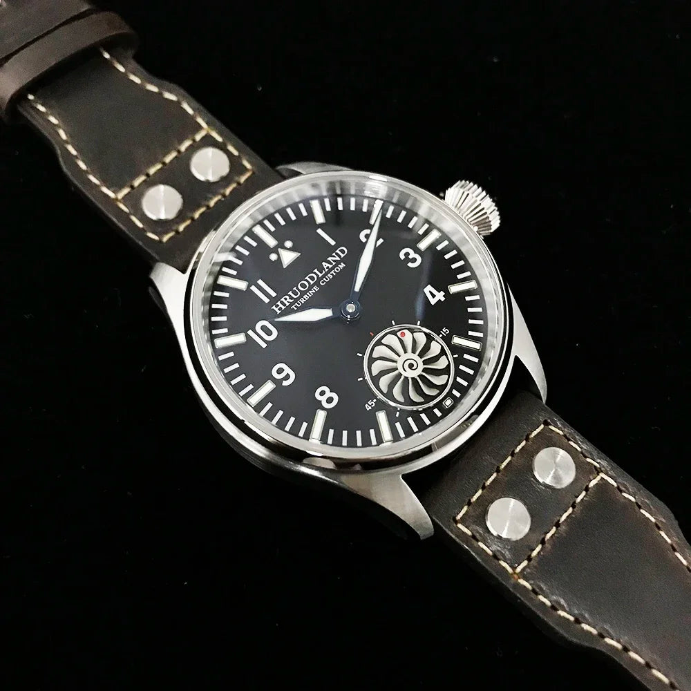 Hruodland 2025 Nuovo orologio meccanico da uomo Seagull ST3620 Retro Pilot 43MM BGW-9 luminoso, vetro zaffiro, turbina, Reloj Hombre