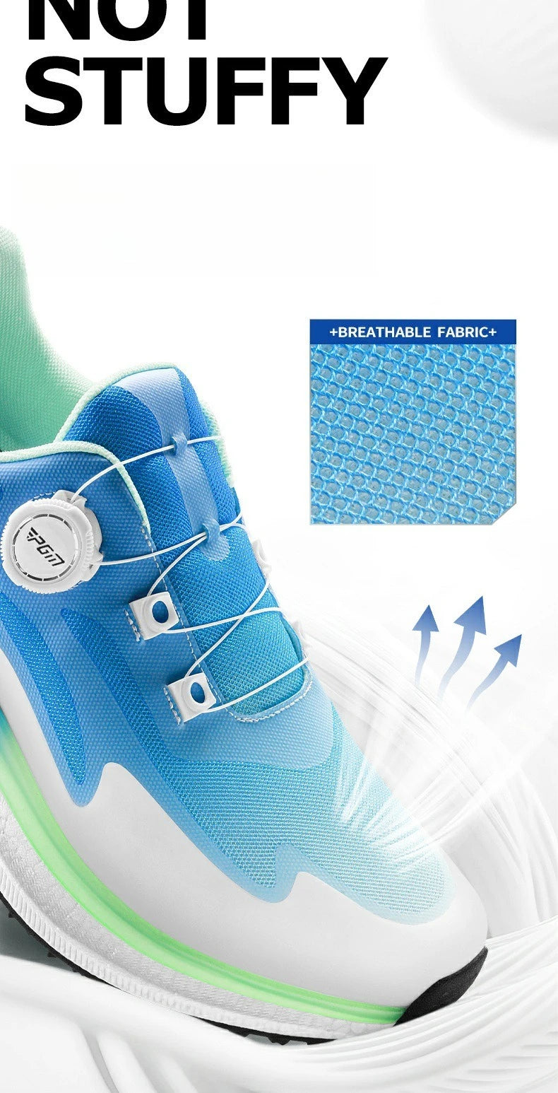 PGM Men's Golf Shoes with Ultra Soft Sole, Knob Shoelaces, Breathable, Anti-Slip Outdoor Sports Sneakers XZ412