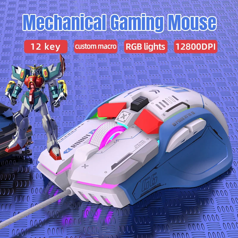 Mouse gaming cablato programmabile di fascia alta 12800dpi 12 tasti RGB per Windows IOS Home Office Laptop PC