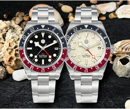 San Martin 39mm NH34 GMT Men's Luxury Watch Bidirectional Aluminum Bezel Automatic Mechanical Sapphire 100M Waterproof SN0109