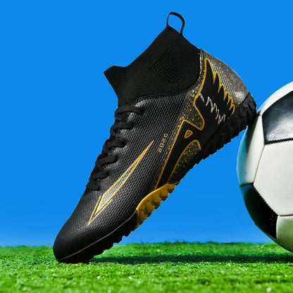 Nouvelles chaussures de football pour hommes, chaussures de soccer de haute qualité pour l'extérieur, chaussures de sport ultralégères pour l'intérieur, chaussures de sport antidérapantes à cheville haute, chaussures d