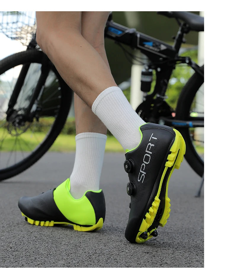 Scarpe da ciclismo ultraleggere, traspiranti e leggere, suole rigide compatibili SPD per allenamento e competizioni su bici da strada e mountain bike