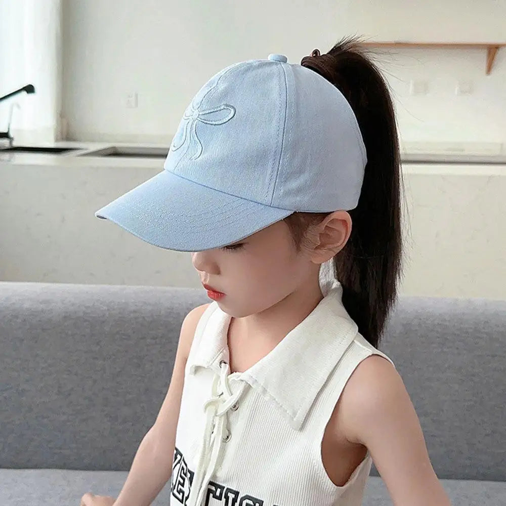 Fashion Kids Baseball Caps for Boys Girls Sun Hat Hollow High Ponytail Caps Children Sunshade Baseball Caps for age 4-12 Years