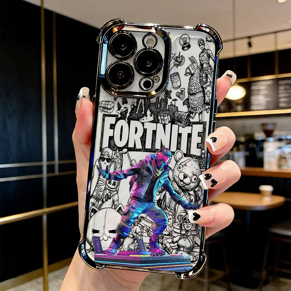 Cover placcata Popular Game FortniteS per Samsung S26 S25 S24 S23 S22 S21 S20 FE Note20 Edge Plus Ultra 4G 5G anti-caduta