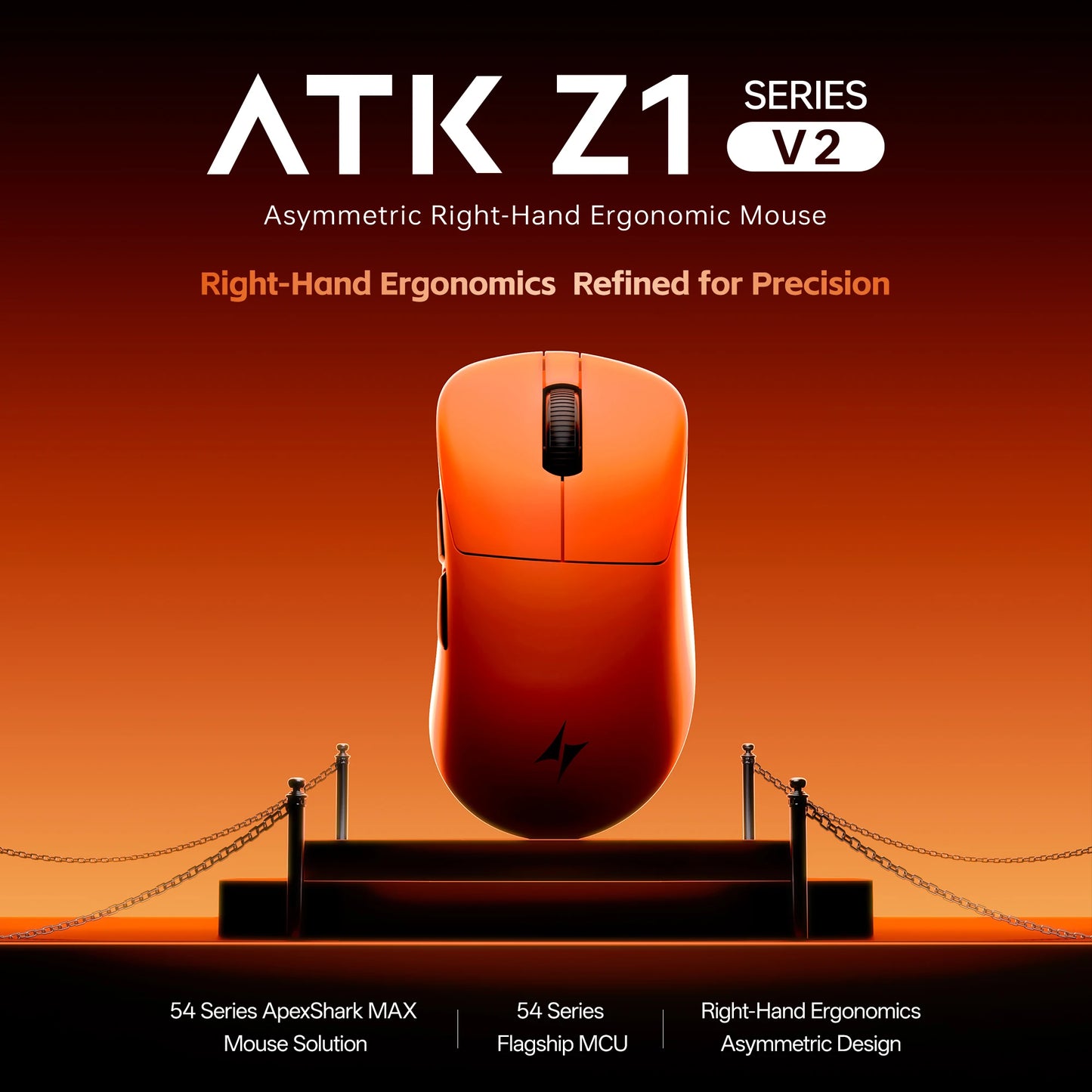 Mouse wireless ATK Blazing Sky Z1 V2 Ultimate PAW3950 Ultra Dual 8K da gaming, ergonomico, sviluppato internamente, per mani medio-grandi