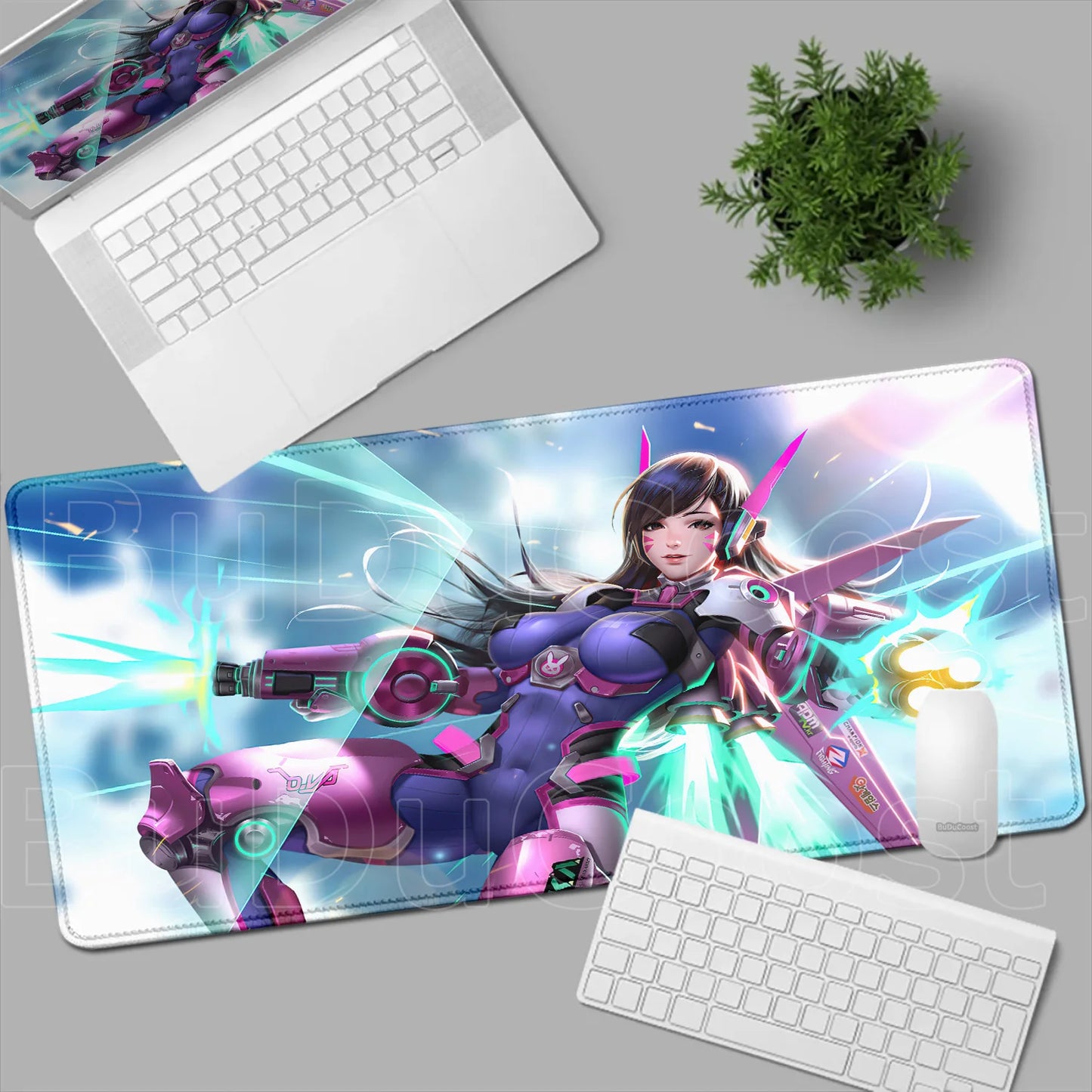 Tapete de rato gaming Overwatch Anime Girl grande XXL com impressão HD, base para teclado de computador, portátil e escritório, tapete de secretária em borracha macia 900x400 MM