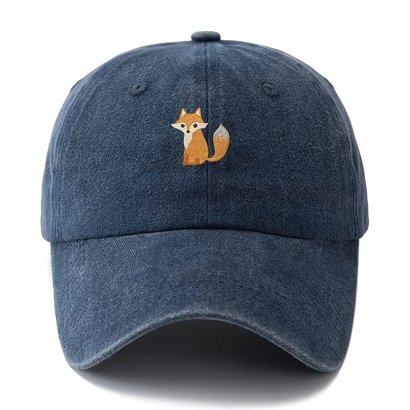 Boné de baseball estampado com padrão de raposa adorável para moda casual do dia a dia, chapéu versátil para deslocações urbanas, adequado para homem e mulher