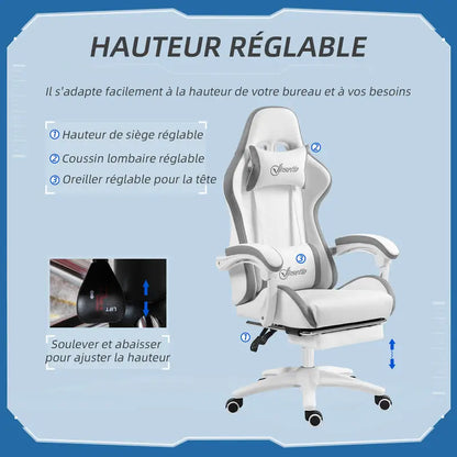 Ergonomic Gaming Chair 120KG Load 135° Recline Footrest Adjustable Headrest Lumbar Support Home Office Chair