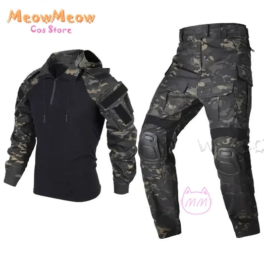 Call of Duty Ghost Cosplay Tactical Suit Combat Camo Uniform Black Blue Military Training Game Style Coat Halloween Party Outfit