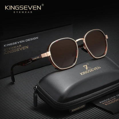 KINGSEVEN  Small Round Sunglasses Men Polarized Women Eyewear Retro Style Luxury Travel Glasses Shades UV400