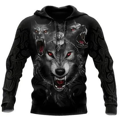 Fashion Frühling Herbst Wolf-Tier Herren-Hoodie 3D-Allover-Print Sweatshirt Unisex Pullover Freizeitjacke Streetwear-Mantel 4XL