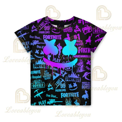 Battle Royale T-Shirt Fortnite T-Shirt Victory Cartoon-Oberteile Teenager-Kleidung Kinder Hero Game Fortress Night 3D Jungen Mädchen T-Shirt