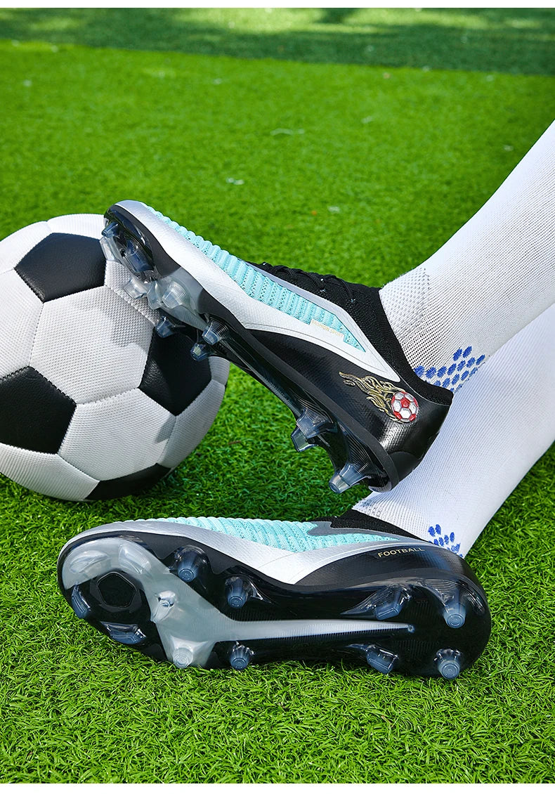 Nouvelles chaussures de football pour hommes, chaussures de sport d'extérieur, chaussures de football pour garçons, respirantes, confortables, crampons longs, chaussures d'entraînement pour adultes, antidérapantes