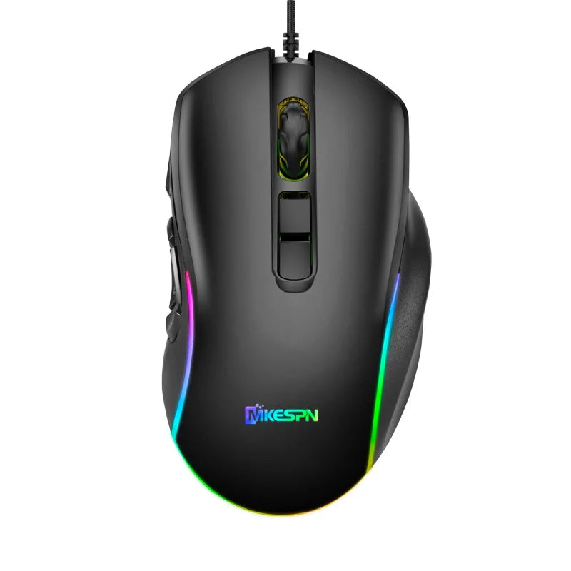 Kabelgebundene Gaming-Office-Maus 7200DPI mit RGB-Hintergrundbeleuchtung, 6 einstellbaren DPI-Stufen/10 programmierbaren Tasten/Zurück-zum-Desktop-Taste