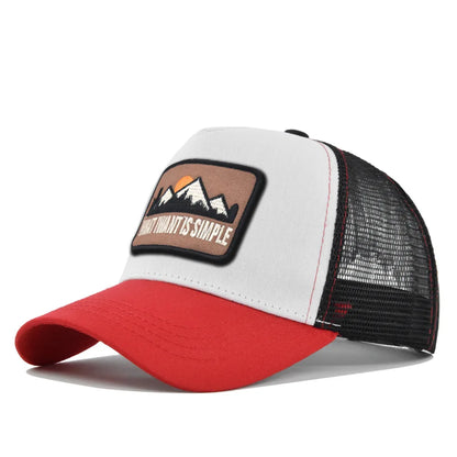 Letter Mesh Breathable Hat Women Men Embroidery Blocking Baseball Cap Sunshade Outdoor Sports Cycling Travel Sun Hat Dad Hat