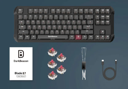 DarKBeacon RGB 87 tasti, tastiera compatta TKL USB cablata, hot-swappable, meccanica silenziosa per Windows, laptop, PC, gaming e lavoro