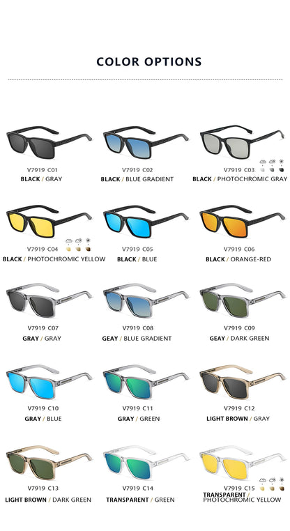 VEITHDIA Polarized UV400 Sunglasses Fashion Photochromic Gradient Mirror Lens Sports Driving Eyeglasses for Men And Women X7919