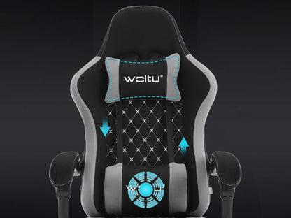 Sedia da ufficio girevole WOLTU con funzione massaggio, poltrona ergonomica con cuscino e poggiapiedi, sedia gaming regolabile in altezza