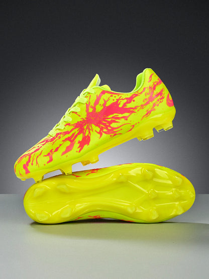 Chaussures de football pour hommes AG/FG pour terrain ferme, crampons en caoutchouc antidérapants, respirantes en PU, pour adultes, pour la pratique et la compétition de football en extérieur.