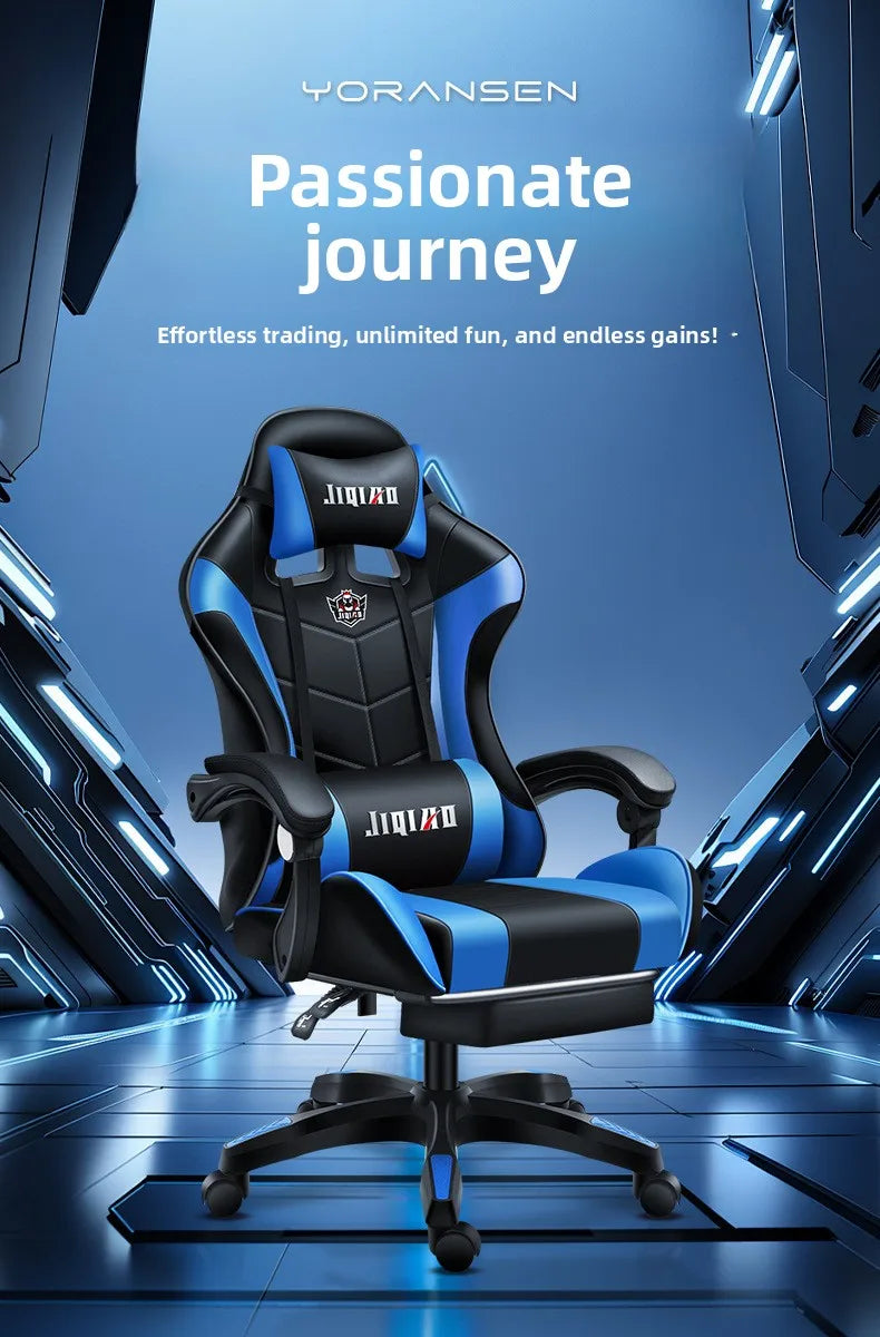Cadeira gaming confortável, ergonómica e reclinável, com massagem e rotação, ideal para uso sedentário