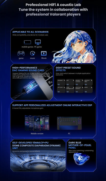 EPZ G10 kabelgebundene HiFi-Gaming-Ohrhörer – Type-C & 3.5mm In-Ear-Monitor-Kopfhörer mit DAC, Geräuschisolierung, abnehmbarem Kabel & Mikrofon