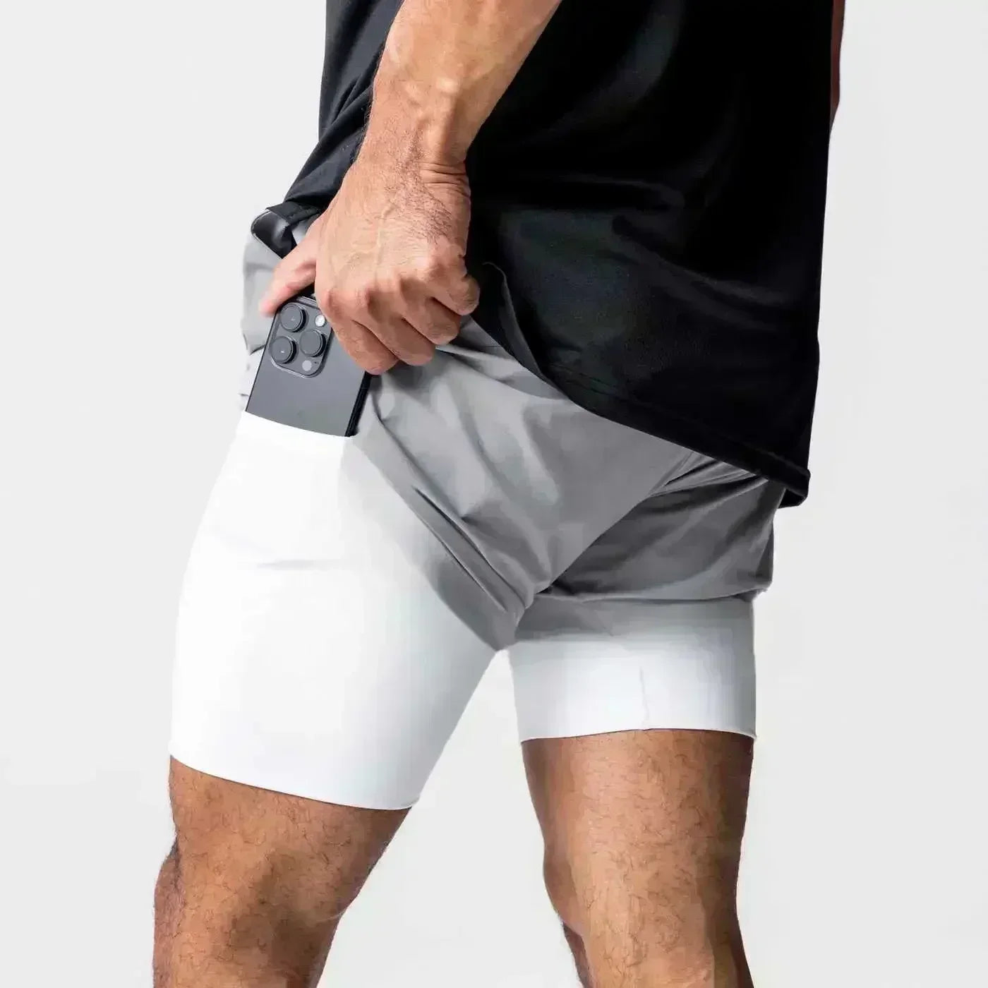 Dragon Ball Men's Shorts Double Layer 2-in-1 Pants Broly Japanese Anime Summer and Autumn Fake Two-piece Fitness Gym Sweatpants