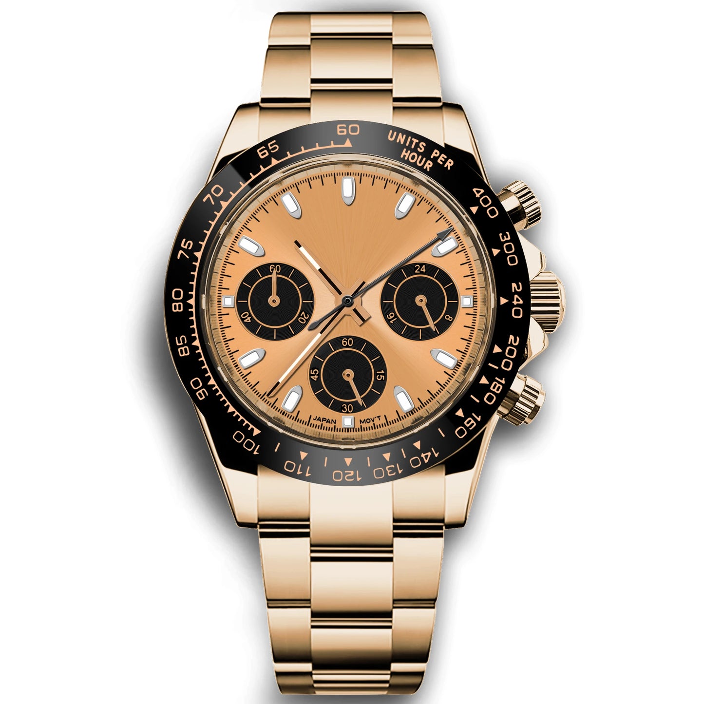 Custom Logo Panda Dial Daytona Homage Watch 40mm Stainless Steel Sapphire Ceramic Bezel Quartz Movement  Luxury Men RELOJ