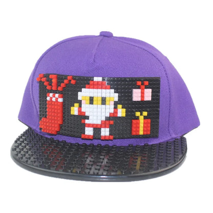 Cartoon Patchwork Baseball Caps DIY Blocks Snapback Hats Hip Hop Hat for Men Women Detachable Pixels Dad Hats Cap Kids Adults