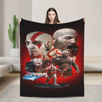 God of War Game Gamers Kratos Blanket Quality Super Soft  Throw Blanket Spring Decorative Couch Chair Sofa Bed Pattern Bedspread