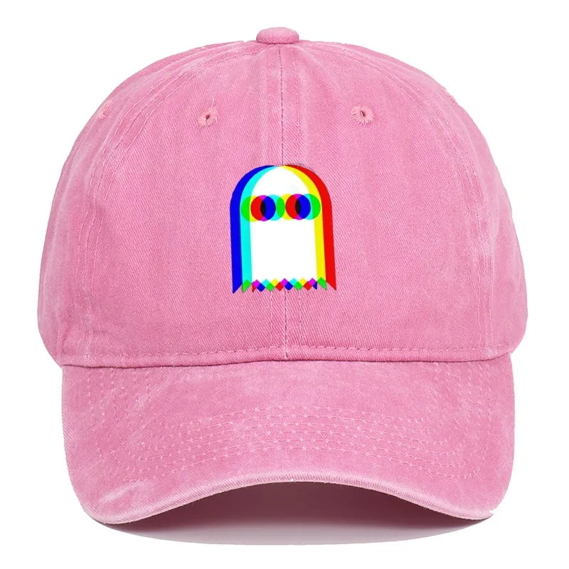 Colorful ghost print baseball cap suitable for daily dressing up and Halloween parties, adjustable outdoor sun protection hat