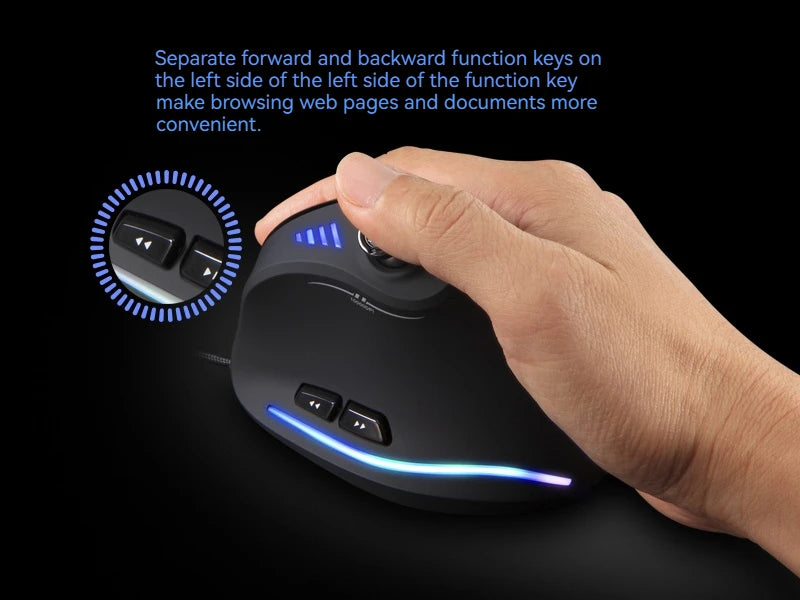 Mouse verticale ZELOTES C-18, mouse ottico RGB a 11 tasti con joystick, mouse gaming laser programmabile per PC e gamer