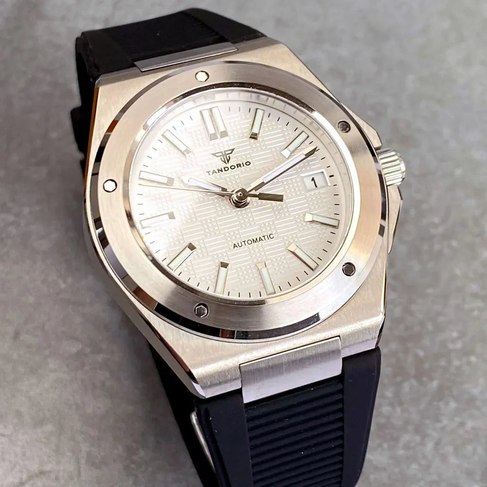 Relógio Mecânico Masculino Tandorio New Black Luxury Business Engineer Style com Vidro de Safira, 100m à Prova de Água, NH35A Automático