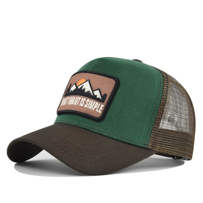 Letter Mesh Breathable Hat Women Men Embroidery Blocking Baseball Cap Sunshade Outdoor Sports Cycling Travel Sun Hat Dad Hat