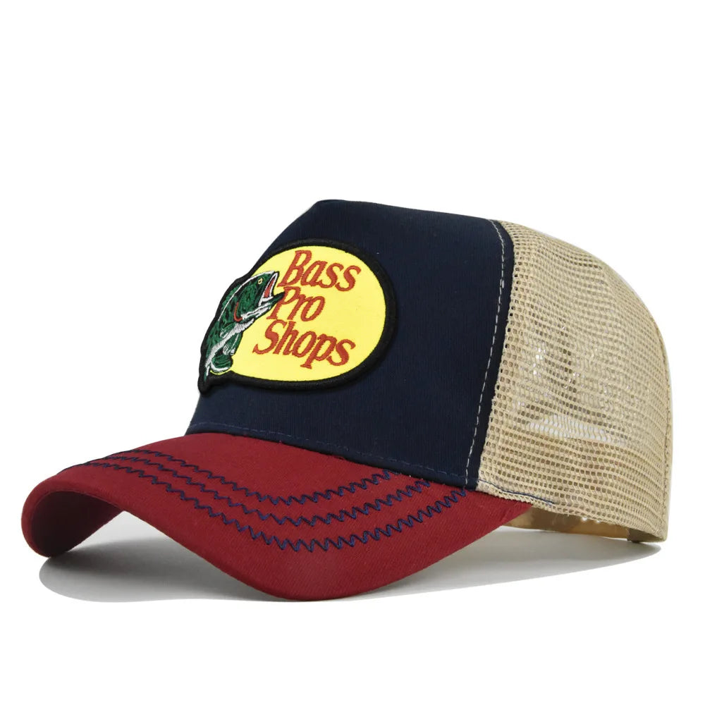 bass football baseball caps Men and women outdoor casual hip-hop Summer sunshade breathable mesh cap