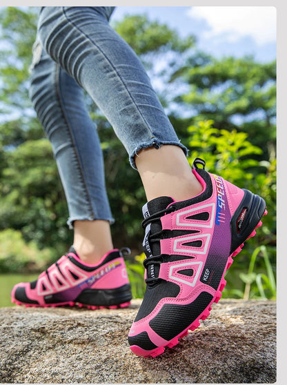 Unisex Outdoor Hiking Shoes Lace-Up Non-Slip Lightweight Men Tactical Training Sports Shoes Women Lockless Casual Cycling Shoes