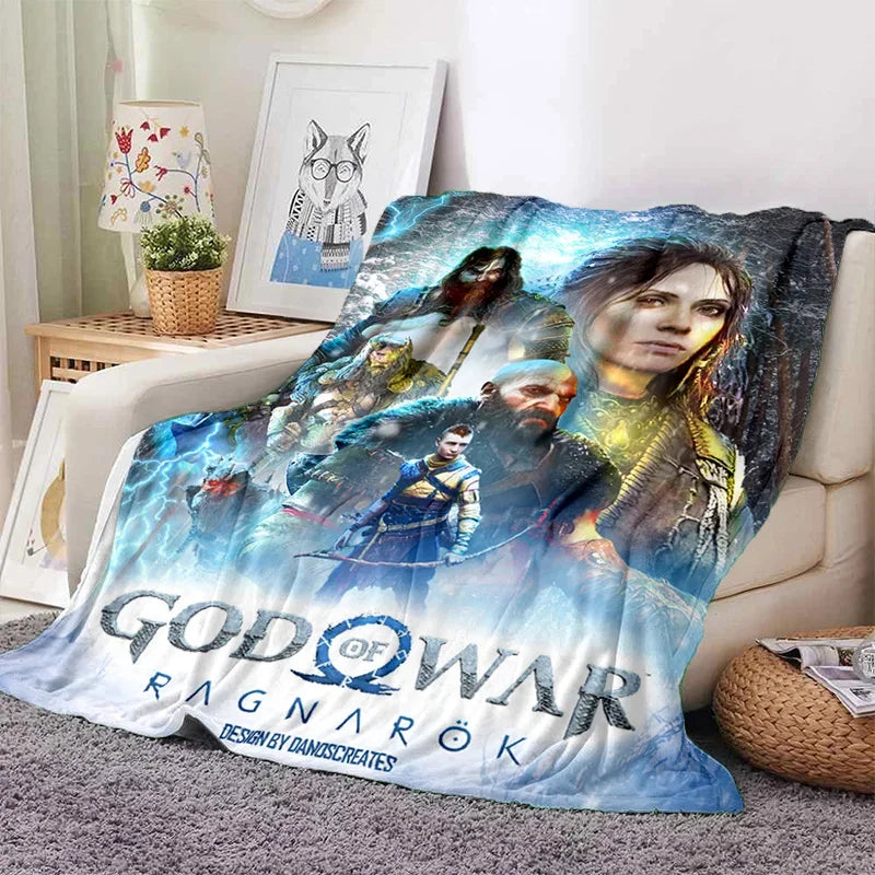 God of War Games Kratos Cartoon Soft Flannel Blanket for Beds Bedroom Sofa Picnic,Throw Blanket for Cover Outdoor Leisure Gift