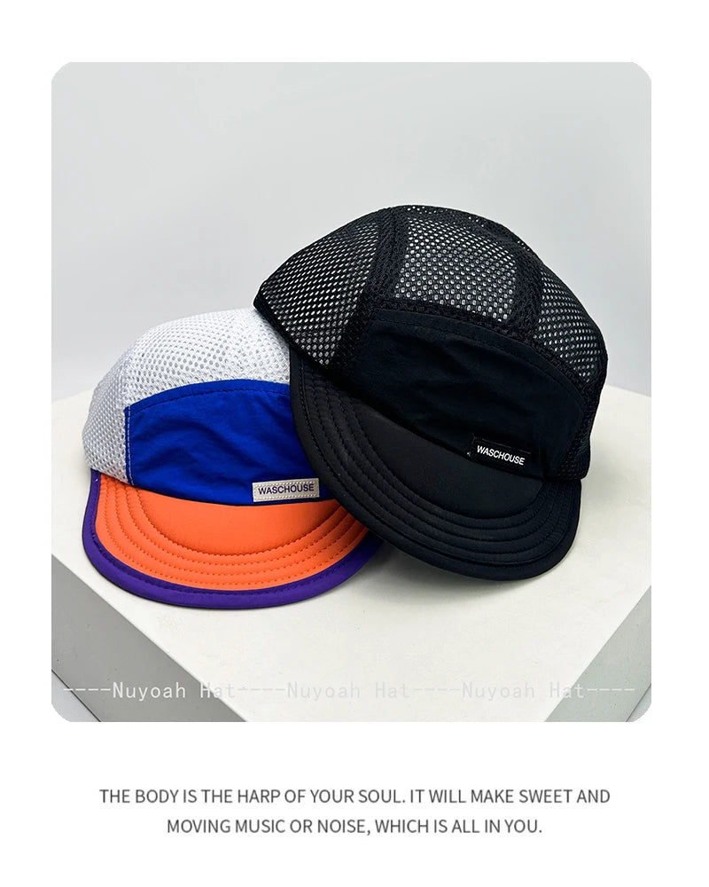 New Unisex Simple Mesh Letter Baseball Hats Sunshade Quick Drying Breathable Short Eave Peaked Caps Versatile Fashion Outdoor
