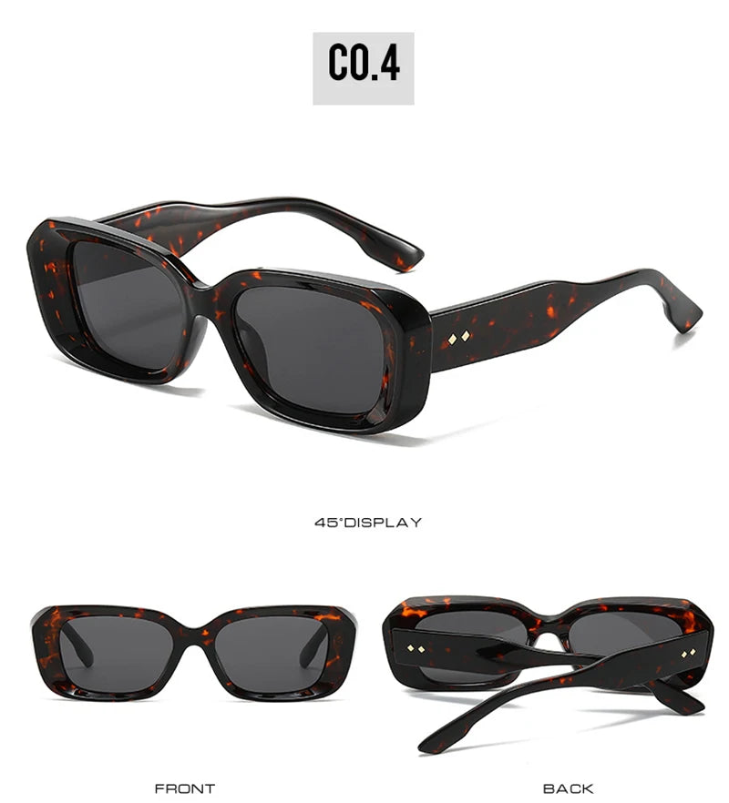 SHAUNA Retro Square Sunglasses Women Fashion Rivets Gradient Shades UV400 Men Green Pink Sun Glasses