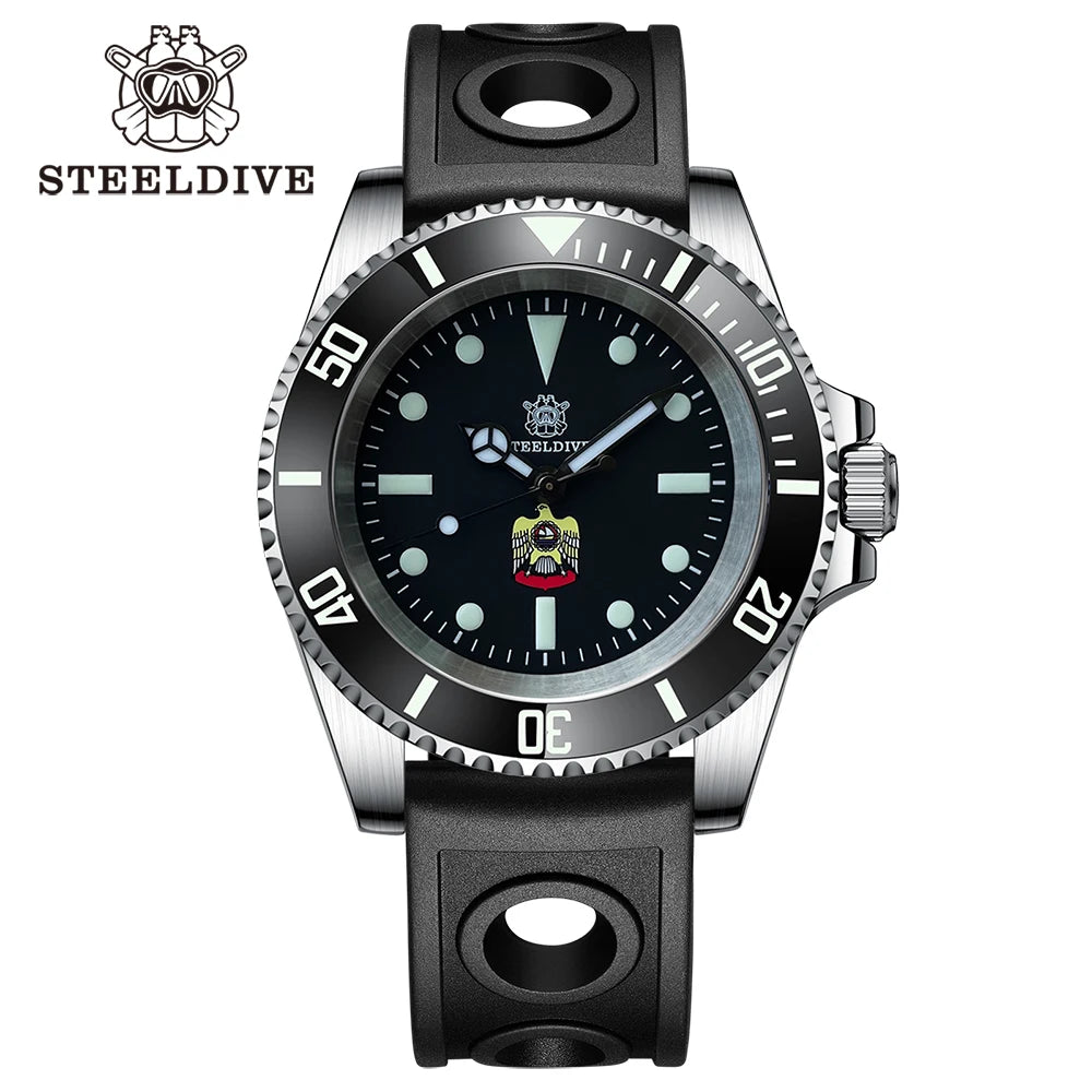 STEELDIVE SD1954 Black Dial 41MM Stainless Steel NH35 Automatic Movement What Ghost Men's 300M Dive Watch Sapphire Glass