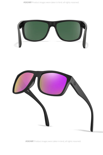 KDEAM Polarized Sunglasses Men Sports Tridimensional Brand Logo TR90 Square Sun Glasses All Black With Zipper Case KD0721