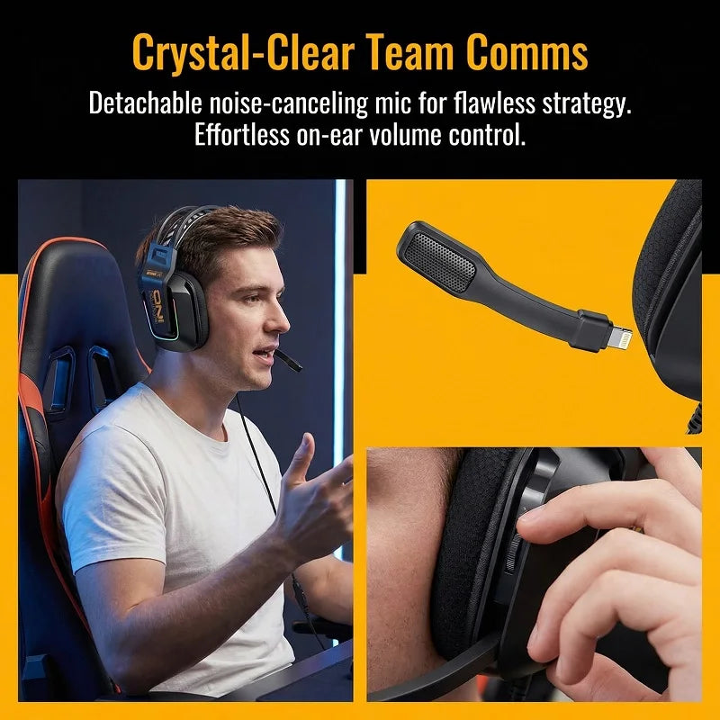 ONIKUMA GT808 Wireless Gaming Headset with 45dB Active Noise Cancelling, Hi-Res Audio, 2.4GHz, Bluetooth 5.3, Wired, 60H Battery for PC, PS5 & Switch