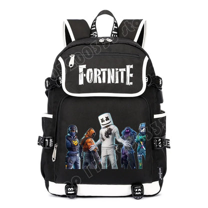 Fortnites Large Capacity Backpack Casual Shoulder Bag with USB Port Unisex Anime Students Schoolbag New Stylish Stationery Gift