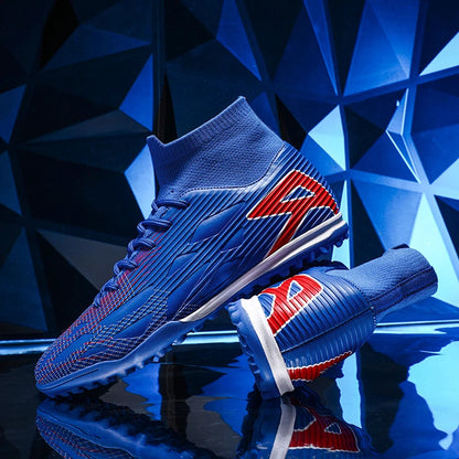 Nouvelles chaussures de football pour hommes, chaussures de football montantes, baskets d'extérieur antidérapantes, crampons de haute qualité pour futsal, intérieur et gazon, meilleures ventes