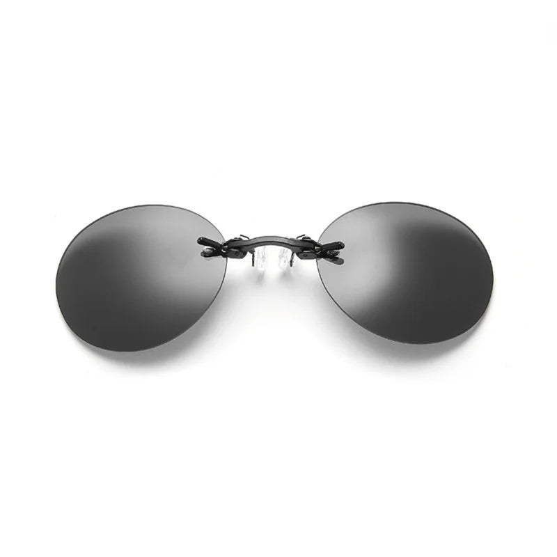 New Round Rimless Sunglasses Men Matrix Morpheus Men's Classic Clamp Nose Glasses  Mini Frameless Brand Design Glasses UV400