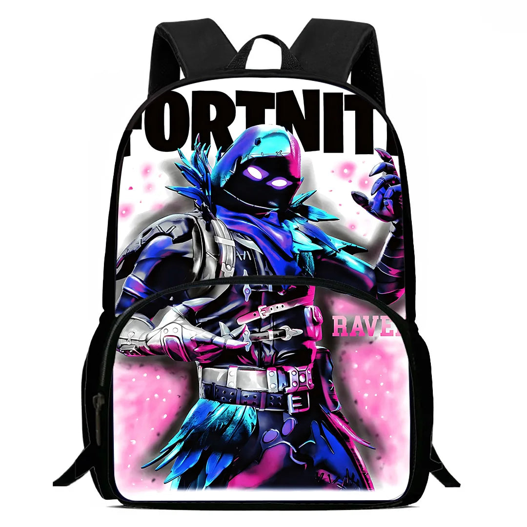 Børnerygsæk med populært spildesign, madtaske og penalhus, skoletaske med stor kapacitet til drenge og piger, perfekt gave F-FortniteS