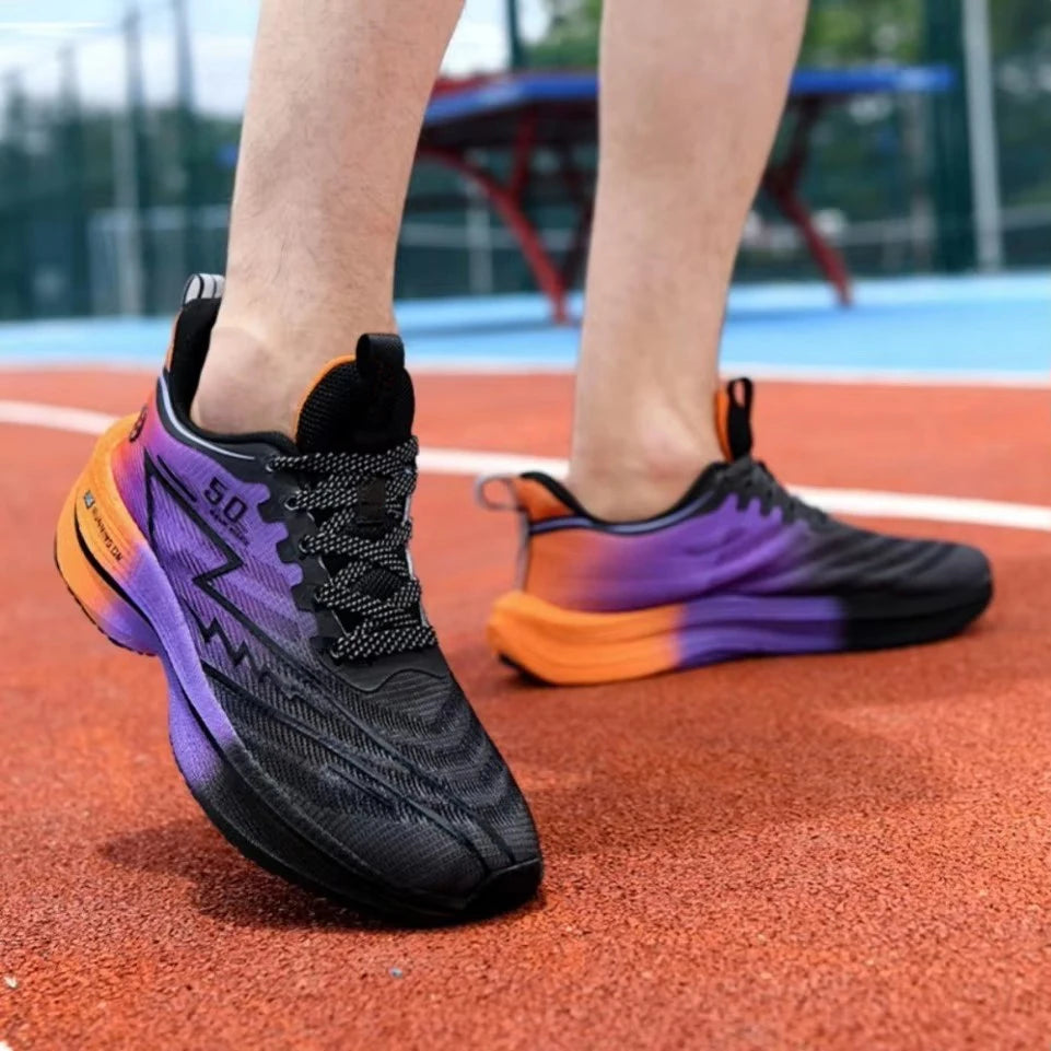 Brand Men's Carbon Plate Running Shoes, Soft Cushion, Shock Absorbing Sports Shoes, Unisex Sneakers, Light Anti-Slip Training Shoes