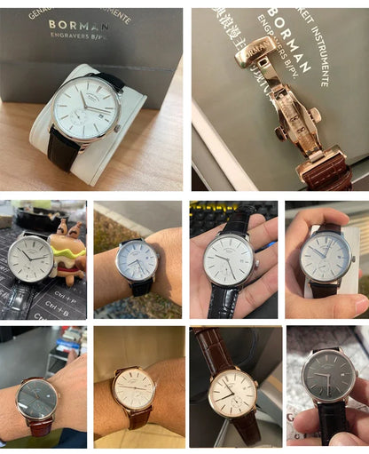 Orologio BORMAN BM3817 TOP nuovo 42 da uomo di lusso, meccanico automatico, vetro zaffiro, ultrasottile, impermeabile 50M, con sottoquadranti